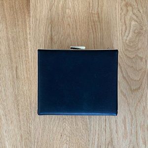 BLACK FAUX LEATHER AND GOLD CLUTCH